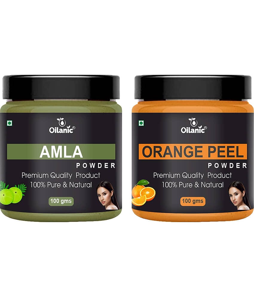 Oilanic 100% Pure Amla Powder & Orange Peel Powder For Skin Hair Mask 200 g Pack of 2