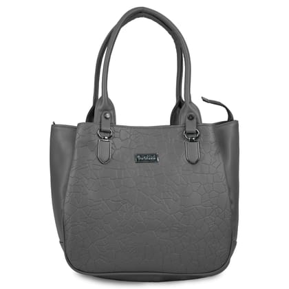 Jothi Tessel Premium Womens Handbag | 3-Compartment Synthetic Leather Tote | Pebbled Matte Finish | Water-Resistant | Soft Base | Charcoal Grey