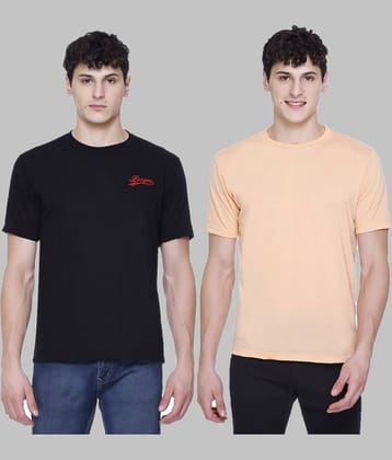 HVBK Pack of 2 Cotton Blend Regular Fit Men's T-Shirt ( Black )
