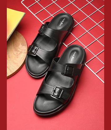 IVRAH Black Men's Leather Slipper