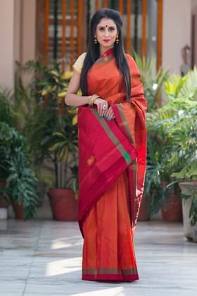 Radiant Red Colored Casual Wear Printed Soft Silk Saree