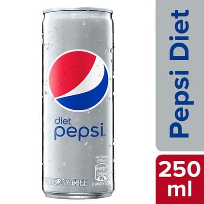Pepsi Diet Soft Drink, 250 Ml Can