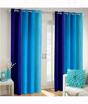 Homefab India Floral Blackout Eyelet Window Curtain 5ft (Pack of 2) - Blue