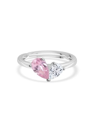 Pear Pink Cz Toi Et Moi Adjustable Ring-Adjustable