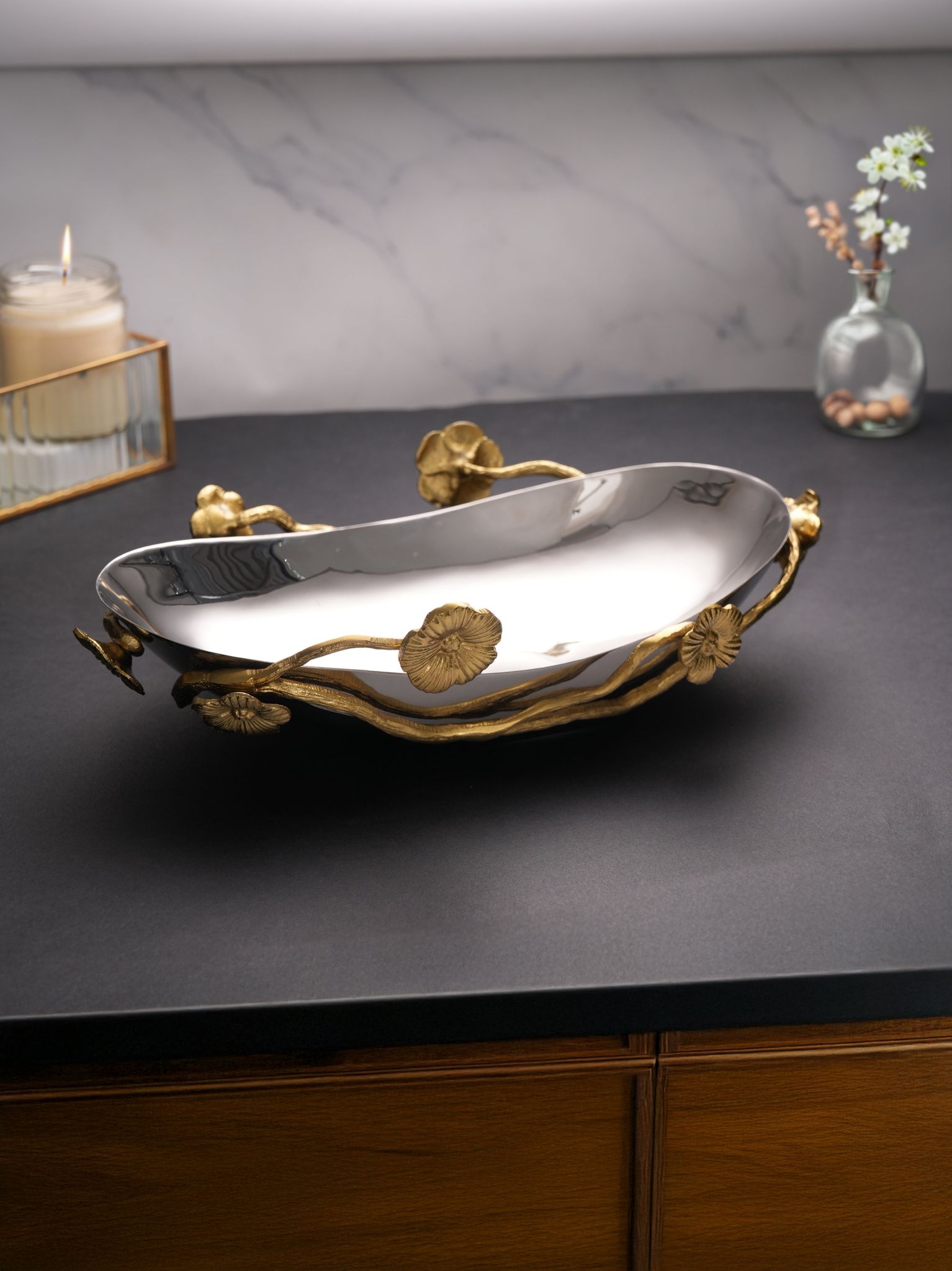 Botanical Curve Bowl-Gold