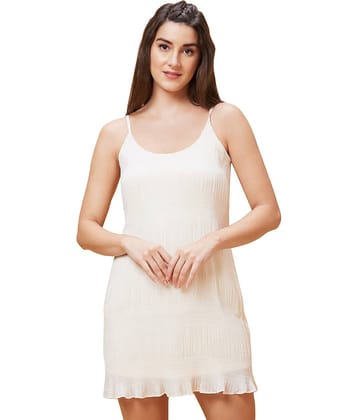 Globus Polyester Solid Above Knee Women's A-line Dress - Off White ( Pack of 1 )