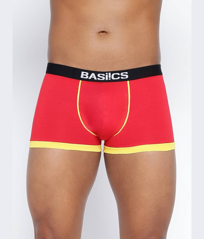 BASIICS By La Intimo Pack of 1 Cotton Blend Trunks For Men's ( Red )