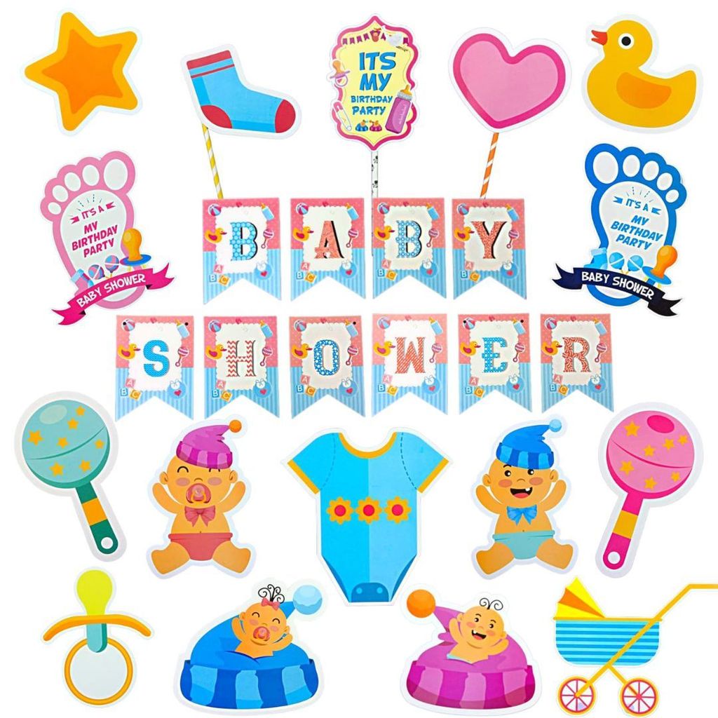 Wanna Party Baby Shower Combo Decorations Set - 18Pcs - Party and Festive Needs | Buy online on ZillyBuy