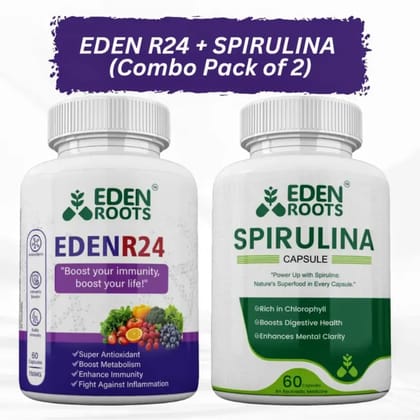 EDEN R24 + SPIRULINA 60  Capsules Combo Pack Of 2
