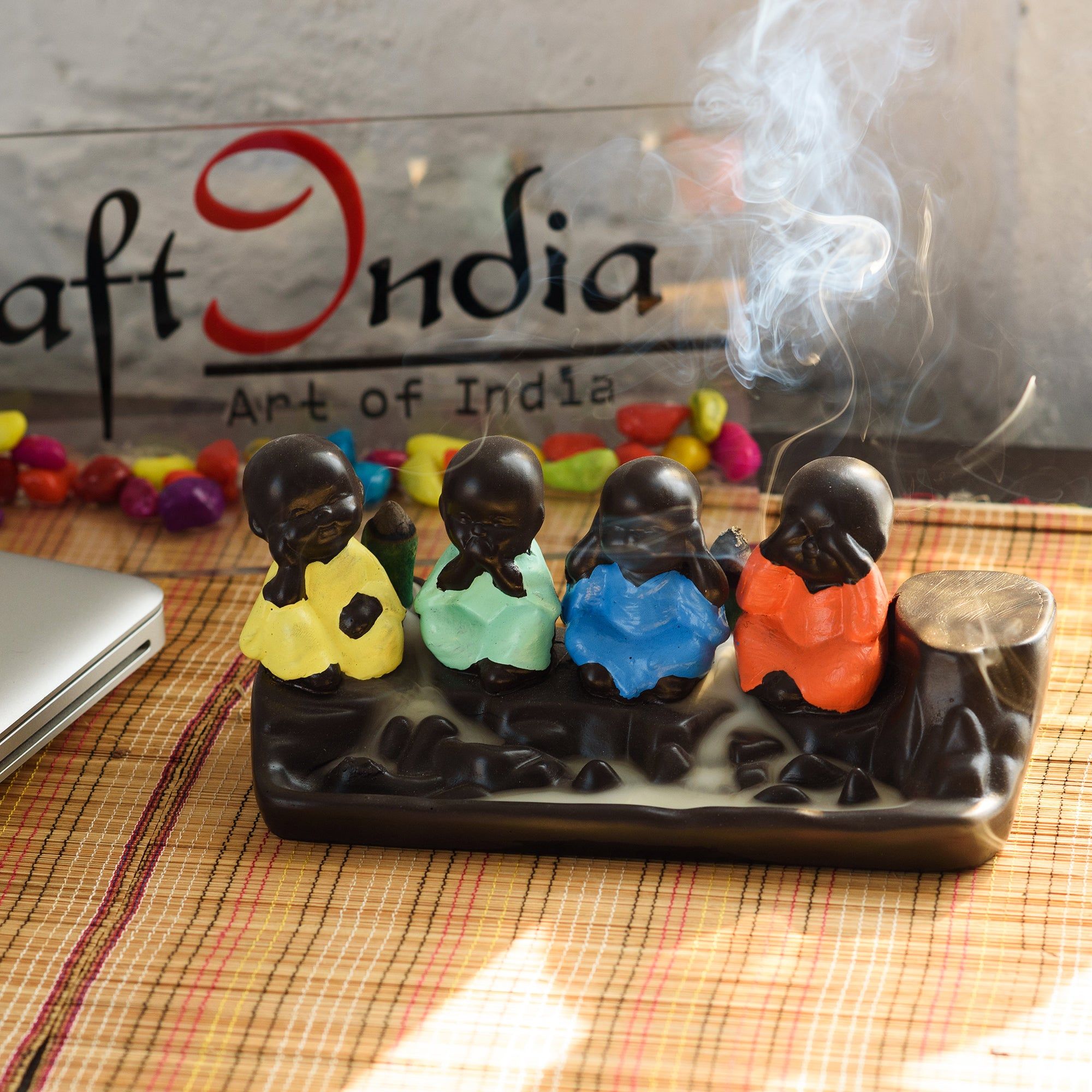 Handcrafted Set of 4 Meditating Buddha- For Home Decor| office Decor| Christmas Decor| Diwali Decor| Vaastu Decor| Fengshui