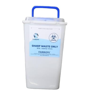 FAIRBIZPS Bio-Medical Sharps Container with Puncture Proof for Needles, Glass Waste and Metallic Implants-Capacity 10 LTR. FAIRBIZPS Bio-Medical Sharps Container with Puncture Proof for Needles, Glass Waste and Metallic Implants-Capacity 10 LTR.