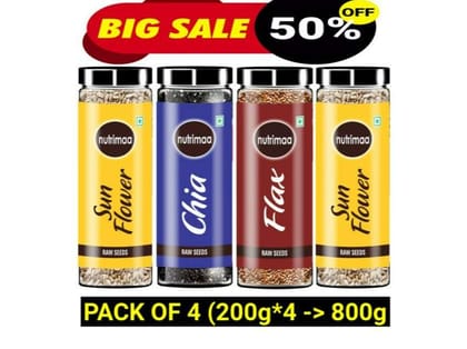 Maayka Flax, Chia, Pumpking & Sunflower seeds | Pack Of 4