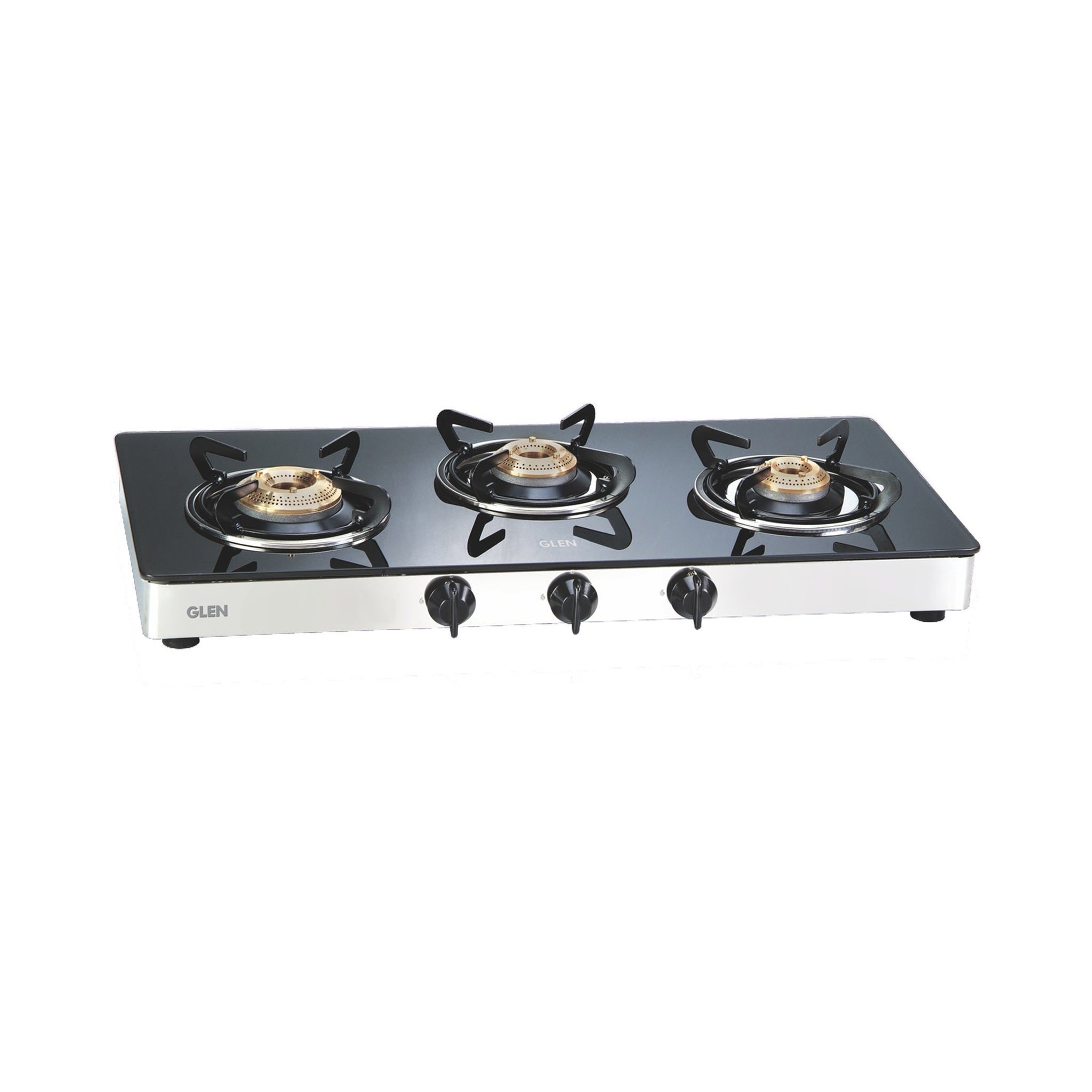 3 Burner LPG Glass Gas Stove with Brass Burner (CT1031GTBB)