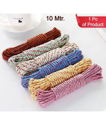 Cloth Drying Rope | Nylon Synthetic Laundry Line Rope | Laundry Clothesline | Cloth Drying Wire Synthetic Rope | Clothes Drying Line | 10 MTR | Multicolor ( Pack Of 1 )