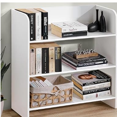 Engineered Wood Bookcase with 3 Tier Books Storage Organizer for Kids Multipurpose Shelves for Home, Office, School, Study Room Open Display & Utility (White - L 62 x B 23.5 x H 79.5 cm)assorted colour