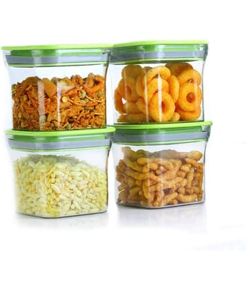 Analog Kitchenware Dal/Pulse/Grocery Polyproplene Green Food Container ( Set of 4 )