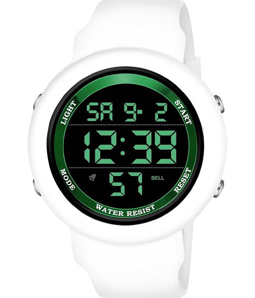 Renaissance Traders - White PU Digital Men's Watch