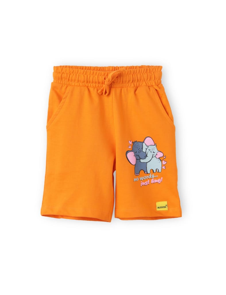 Elegant Kids Girls Shorts Cotton French Terry Vibrant Orange Cute Couple Elephant 2025 at ShopCi