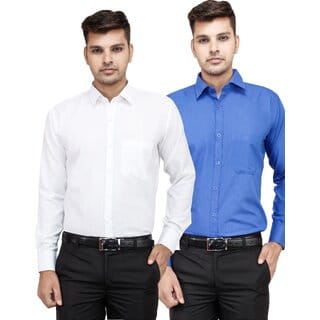 Baleshwar Men Multicolor Solid Formal Shirt (Pack of 2)