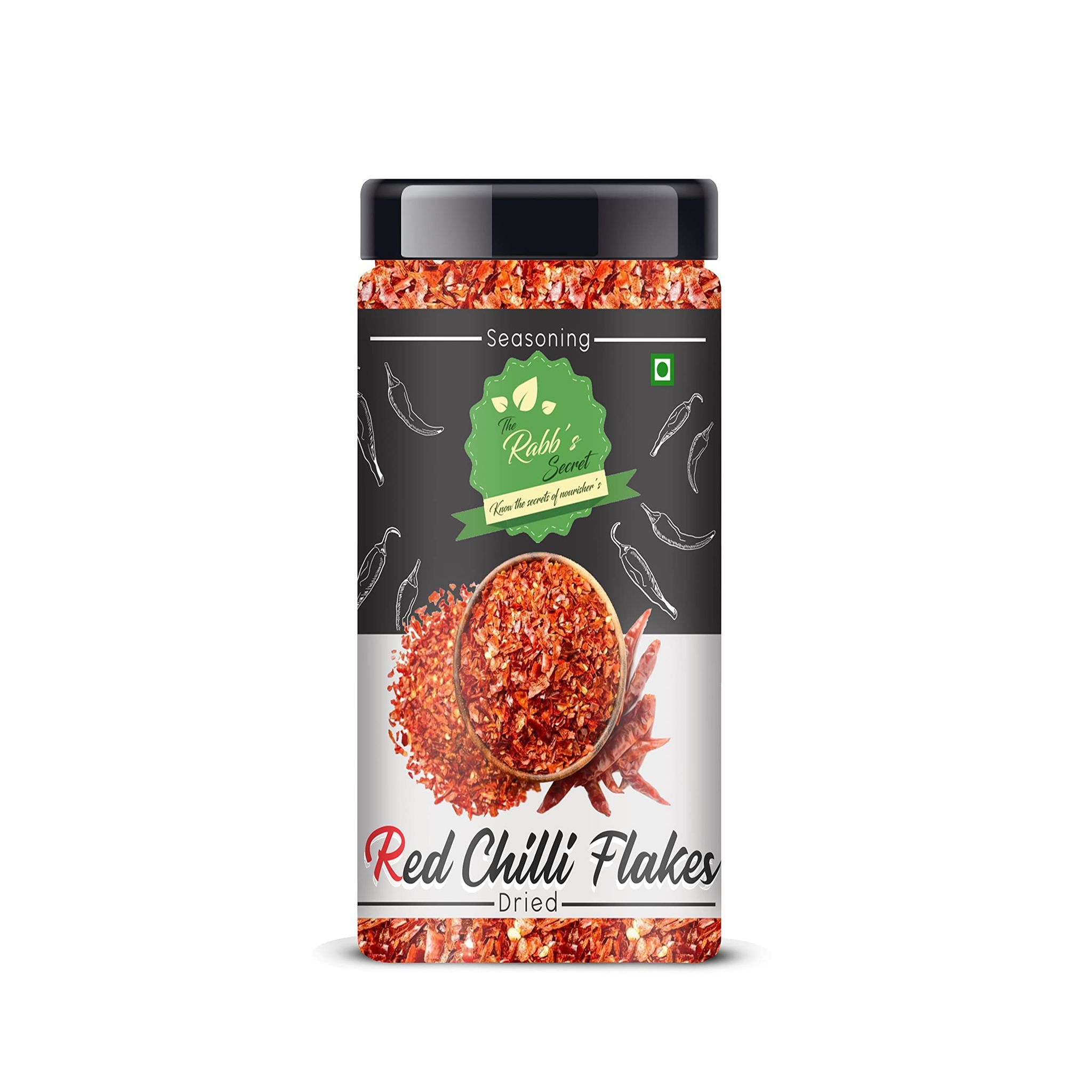 The Rabb's Secret Red Chilli Flakes Seasoning Jar: 80gm (Chilly Flakes, 80gm)