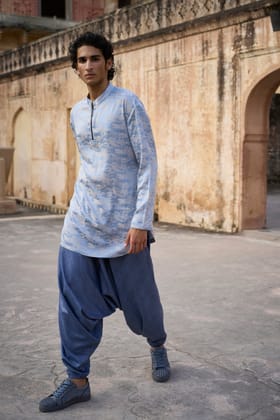 JACQUARD LONG SHIRT-XL / Blue