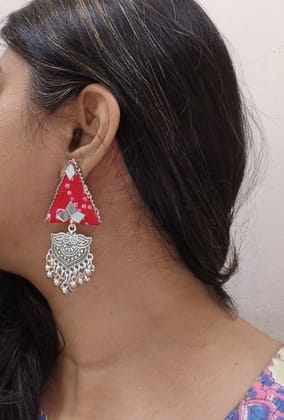 Rivaaj Ethnic Ava Earrings (1 Pair) | Handcrafted Pink Fabric Artisanal Jewelry | Party & Ethnic Wear | Lightweight Accessory