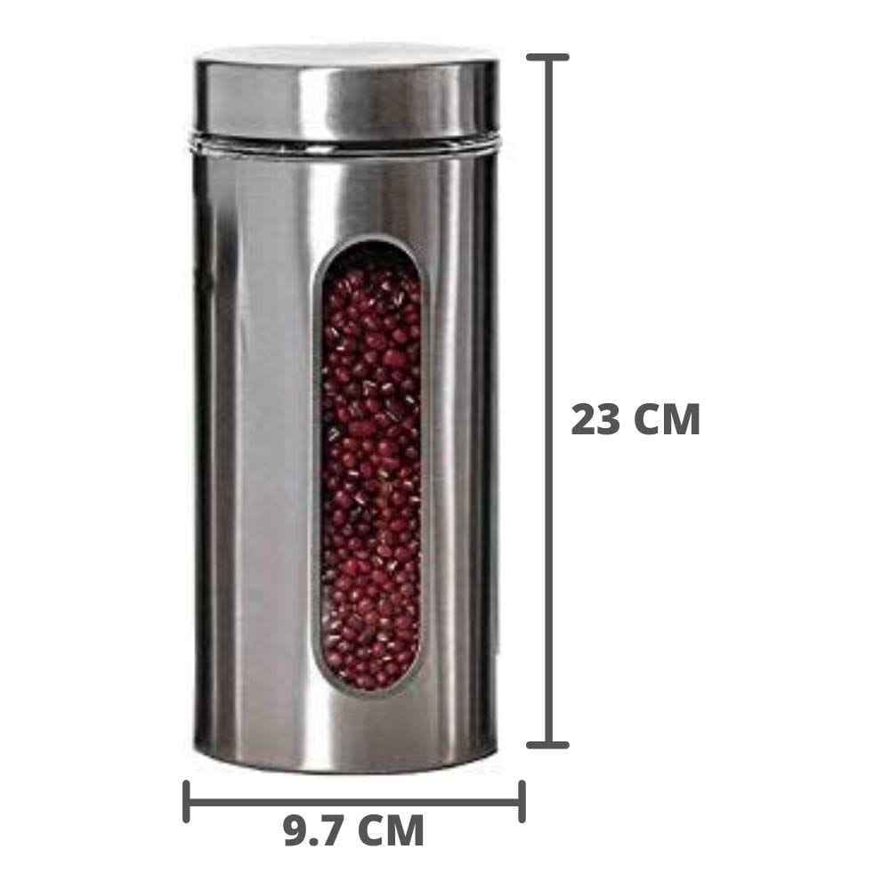 Femora Glass Window Jar for Kitchen Storage, 1300 ML - Set of 4, Free Replacement of Lids