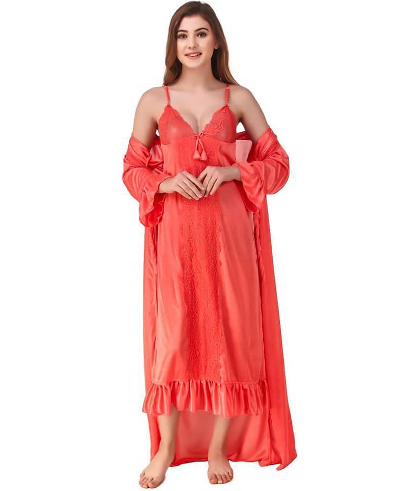Reposey Satin Nighty & Night Gowns - Orange