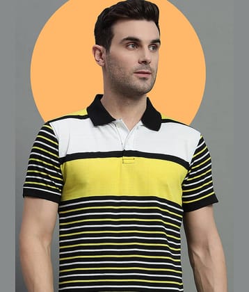 GET GOLF Pack of 1 Cotton Blend Regular Fit Striped Half Sleeves Men's Polo T Shirt ( Multicolor )