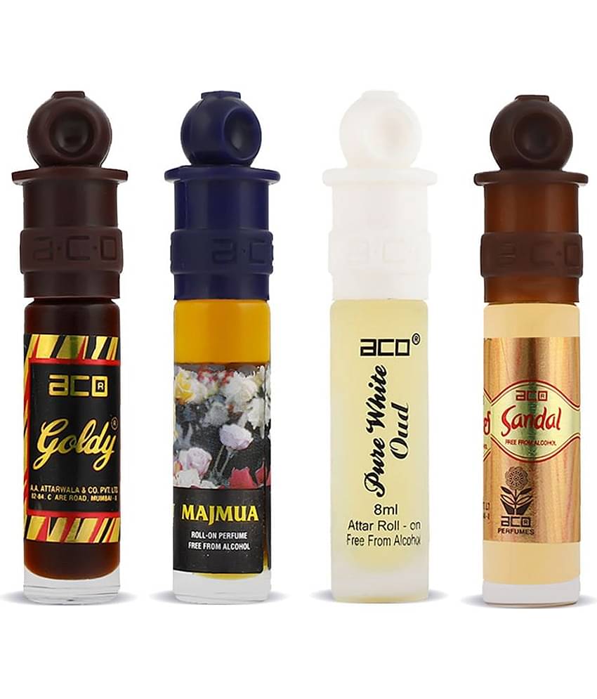 Aco Set of 4 Attar, Goldy, Majmua, Pure White Oud & Sandal For Men, 8ml Each