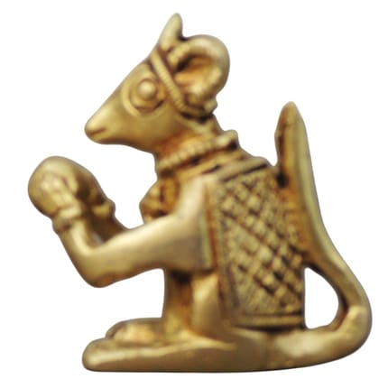 Brass Rat God Idol Statue | Religious Brass Mouse Idol for Temple, Height : 2.5 Inch (BSMAS1051 D)