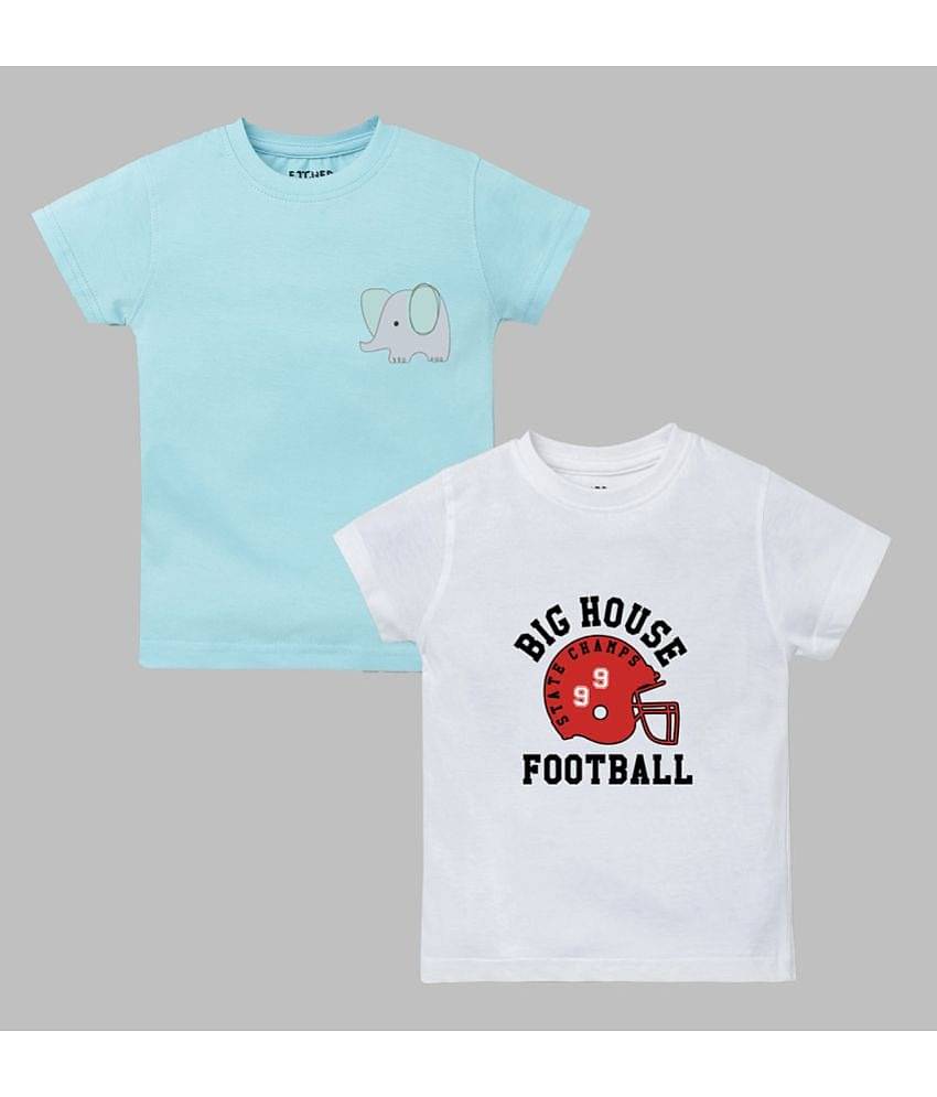 ETCHED DESIGN Pack of 1 Boys Cotton T-Shirt ( Multicolor )