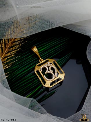 Superior Diamond Om Pendant-11 for Men  PD-063-Gold Plated