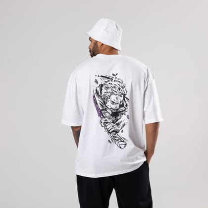 Roronoa Zoro King of Hell Oversized T-Shirt-S / White / 240 GSM (100% Cotton)
