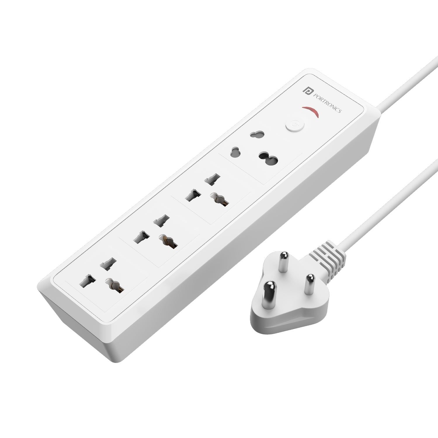 Portronics Power Plate 17 Extension Board with 4 Universal Sockets, 3840 Watts, 3m Cord, Resettable Fuse, Safety Shutter, 1-Socket 16A + 3-Socket 6A, Multi Plug for Home Appliances 