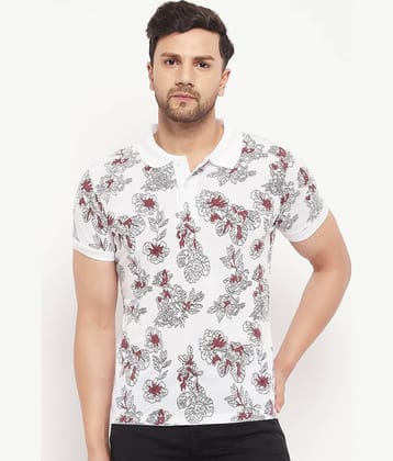 The Million Club Pack of 1 Cotton Blend Regular Fit Printed Half Sleeves Men's Polo T Shirt ( White )