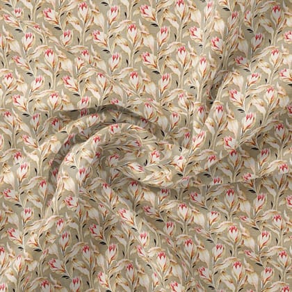 Seamless Roses Blossom Digital Printed Fabric - Poly Muslin-Polyester / Muslin / 110 CM | 43 Inch