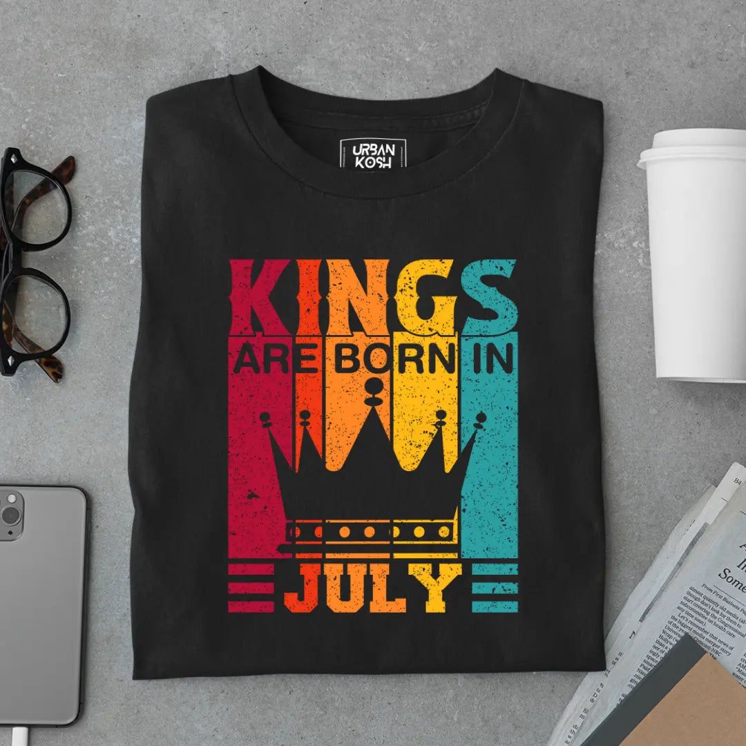 Vintage Kings are Born in July Limited Edition Premium Birthday T-Shirt-Black / S