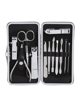 PREPT Manicure Set Nail Clippers Pedicure Kit - 12PCS Stainless Steel Manicure Set, Professional Mens Grooming Kits, Nail Care Tools with Luxurious Travel Case - California Proposition 65 listed - Lead free | Cadmium Free | Phthalates Free