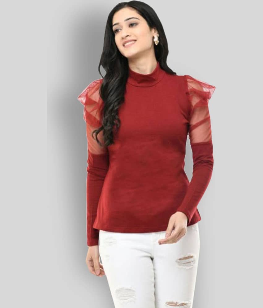 SAAKAA Women's Net A-Line Top ( Maroon )