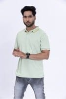 Celadon Green Polo T-Shirt with Elegant Collar Border