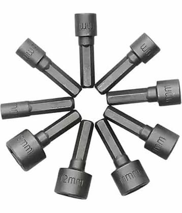 9pcs Nut Driver Drill Bit Set Socket Bit Chuck Adapter 1/4" Hex Shank 5-13mm Metric Socket Strong Sleeve Wrench Screw Power Drill Adapter Tool for Screws Hook