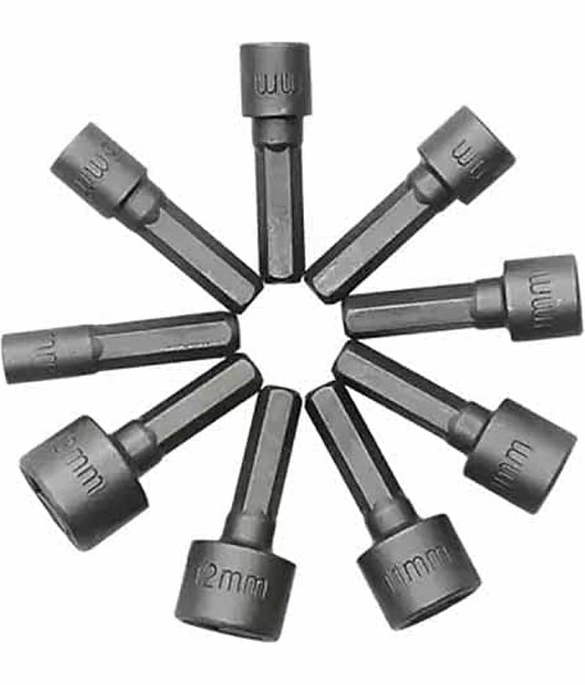 9pcs Nut Driver Drill Bit Set Socket Bit Chuck Adapter 1/4" Hex Shank 5-13mm Metric Socket Strong Sleeve Wrench Screw Power Drill Adapter Tool for Screws Hook