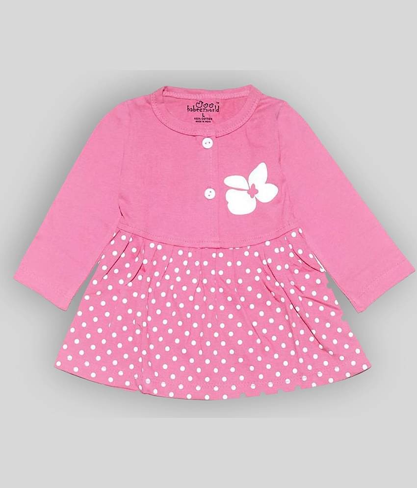 Babeezworld Baby Girls 100% Cotton Frocks ( Pink )