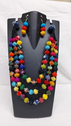 Vibrant Three Layer Multicolor Beaded Necklace