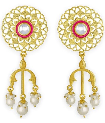 Spargz Contemporary Party Wear Gold Plated Dangle Earring For Women TER_207