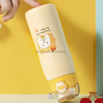 Pastel Colored Quirky Cartoon Hot and Cold Thermos flask - 380ml-Yellow
