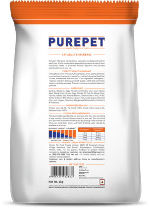 Purepet Mackerel Adult Cat Food, 6 kg