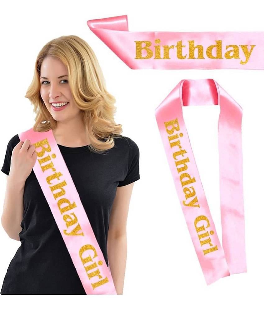 Zyozi Birthday Sash for Girl Pink Satin with Gold Print Letter Birthday Girl Birthday Party Decorations for Sweet 16 18th 21st 30th 40th 50th 60th 70th 80th or Any Other Birthday Party Supplies