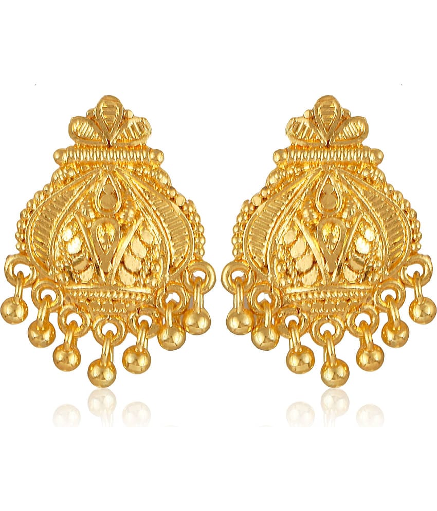 VIVASTRI Golden Stud Earrings ( Pack of 1 )